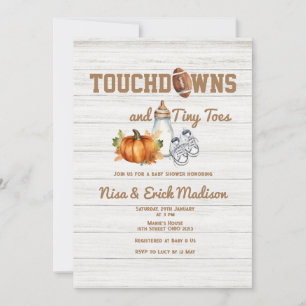 Invitación Toque de madera Tiny Toes Autumn Boy Baby Shower
