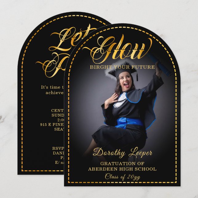 Invitación Toque dorado Ilumina tu futuro. (Anverso / Reverso)