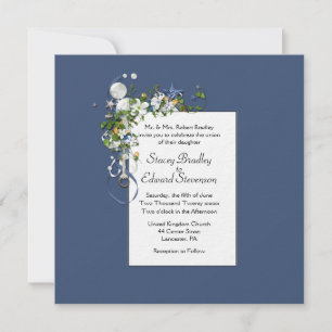 Invitación Toque nautico azul y blanco de elegancia