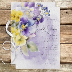 Invitación Tórax Nupcial Moderno Floral Amarillo y Morado