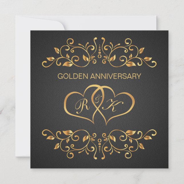 Invitación Torbellinos dorados, corazones unidos 50 años (Anverso)