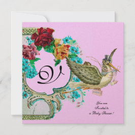 Invitación TORMENTA BABY SHOWER 3 MONOGRAM, metal dorado