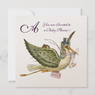 Invitación TORMENTA BABY SHOWER MONOGRAM ,metal dorado