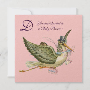 Invitación TORMENTA BABY SHOWER MONOGRAM ,metal dorado