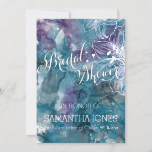 INVITACIÓN TORMENTA BLUE WATERCOLOR HIBISCUS BODA