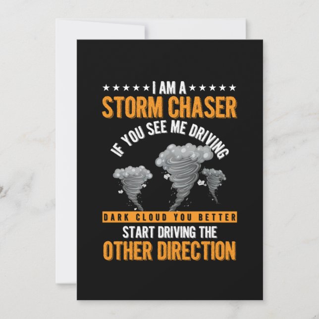 Invitación Tormenta Chaser Huracán Wind Tornado Persiguiendo  (Anverso)