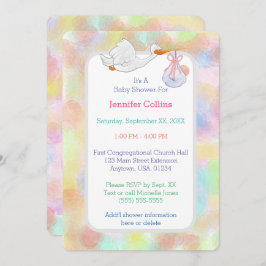 Invitación Tormenta de acuarelas Pastel con Baby Shower de pa