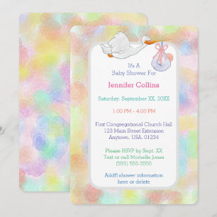 Invitación Tormenta de acuarelas Pastel con Baby Shower de pa
