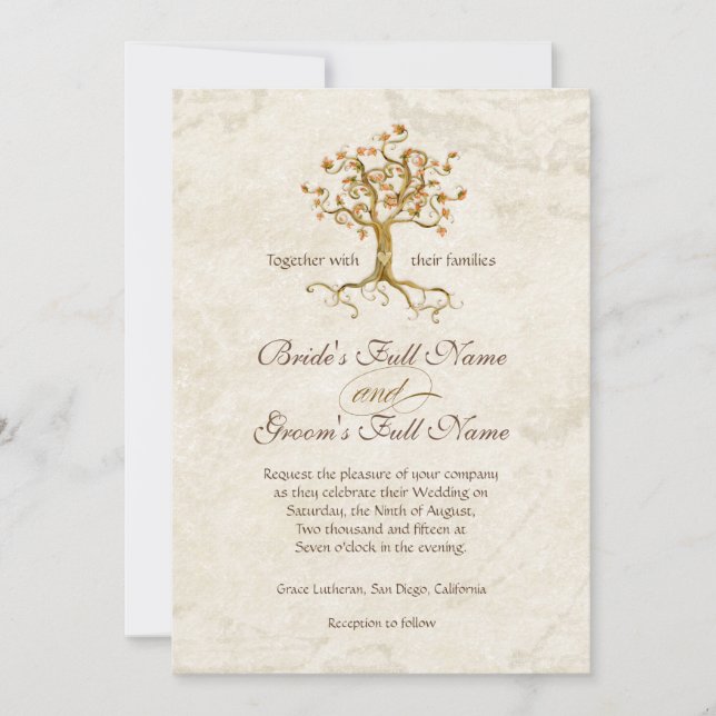 Invitación Tormenta de árbol giratorio raíces de pergamino an (Anverso)