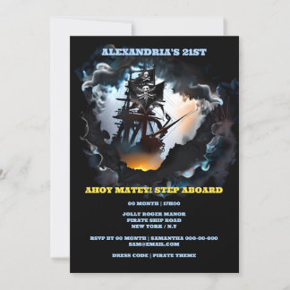Invitación Tormenta de galeón nocturna de jolly roger