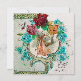 INVITACIÓN TORMENTA DUCHA DE NIÑAS DE BEBÉ, ROSAS ROSAS ROSAS