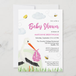 Invitación Tormenta rústica con Baby Shower Chica de mariposa