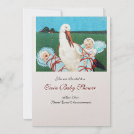 Invitación TORMENTA TWIN BABY BOY SHOWER , champán metálico