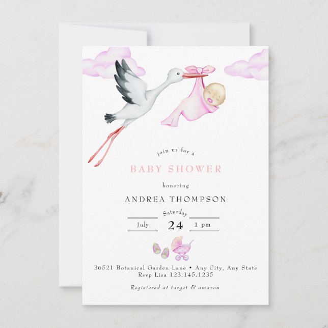 Invitación Tormenta | Watercolor Baby Shower (Anverso)