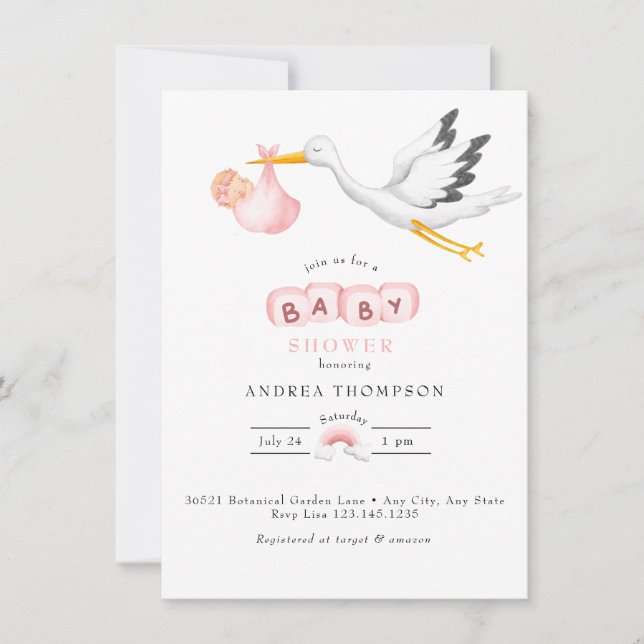 Invitación Tormenta | Watercolor Baby Shower (Anverso)