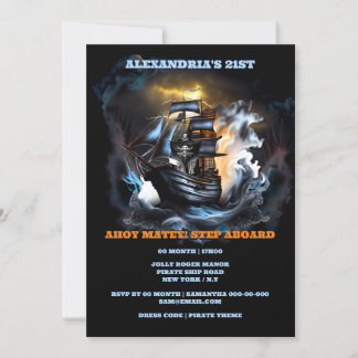 Invitación Tormentas nocturnas de jolly roger, barco fantasma
