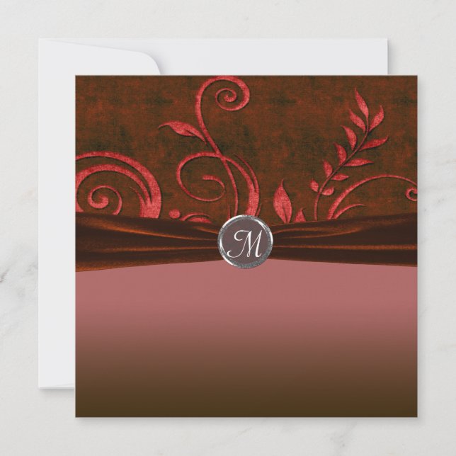 Invitación Tornado de boda de terciopelo rojo y rubí (Anverso)