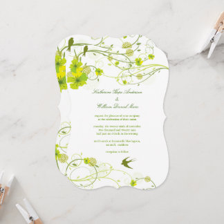 Invitación Tornados de Hibisco Verde y Golondrinas Florales B