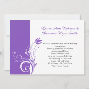 Invitación Tornados Florales Morados y Blancos Solo Recepción