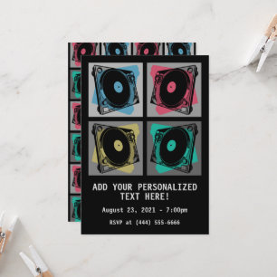 Invitación Tornamesas de Arte Pop Retro