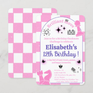 Invitación Torneo De Ajedrez Fiesta De Cumpleaños Para Chicas