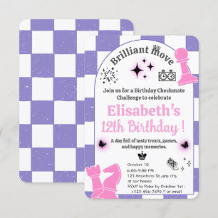 Invitación Torneo De Ajedrez Fiesta De Cumpleaños Para Chicas