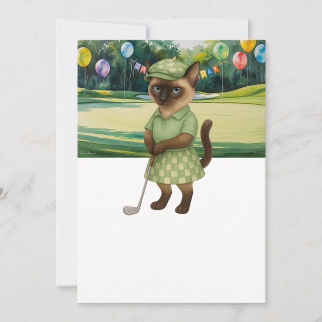 Invitación Torneo de cumpleaños de Golfer Cat (Anverso)