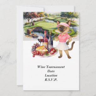 Invitación Torneo de degustación de vinos de golf con vino en