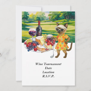 Invitación Torneo de degustación de vinos de golf con vino en