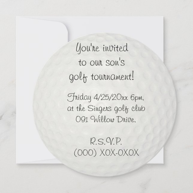 Invitación Torneo de golf (Anverso)