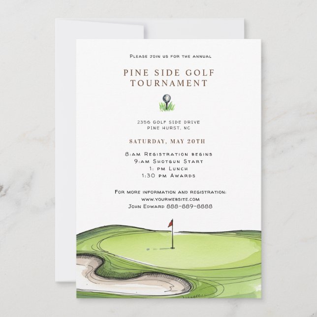 Invitación Torneo de golf club de campo (Anverso)