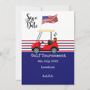 Invitación Torneo de golf con bandera de América en verde