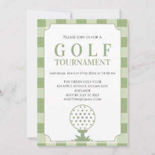 Invitación Torneo de Golf de Cuadros Verde Salvia