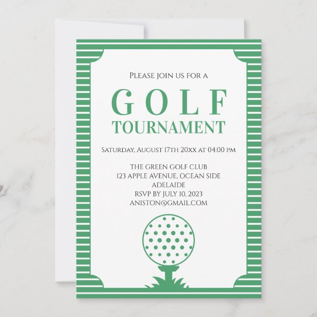Invitación Torneo de Golf Green Stripes (Anverso)