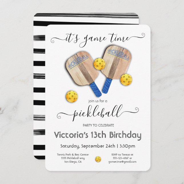 Invitación Torneo de Partido de Pickleball (Anverso / Reverso)