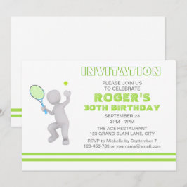 Invitación Torneo de tenis Jugador de tenis Racket Personaliz