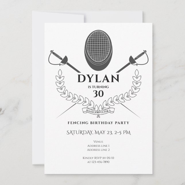 Invitación Torneo del Relieve metalizado Épée Saber de la Fie (Anverso)