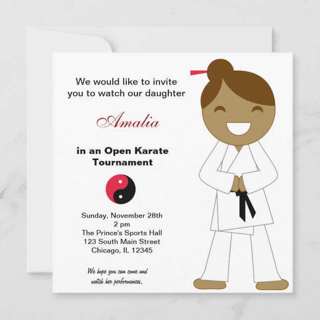 Invitación Torneo para niños de Karate (Anverso)