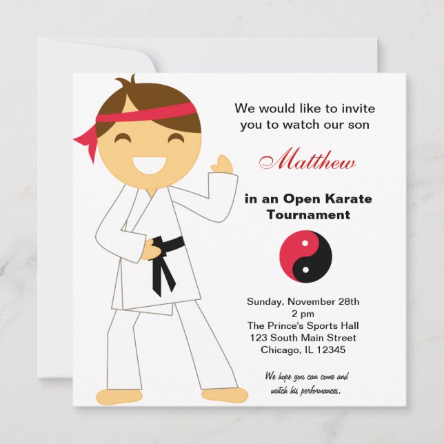 Invitación Torneo para niños de Karate (Anverso)