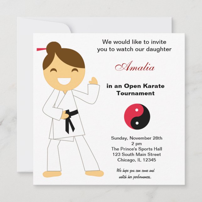 Invitación Torneo para niños de Karate (Anverso)