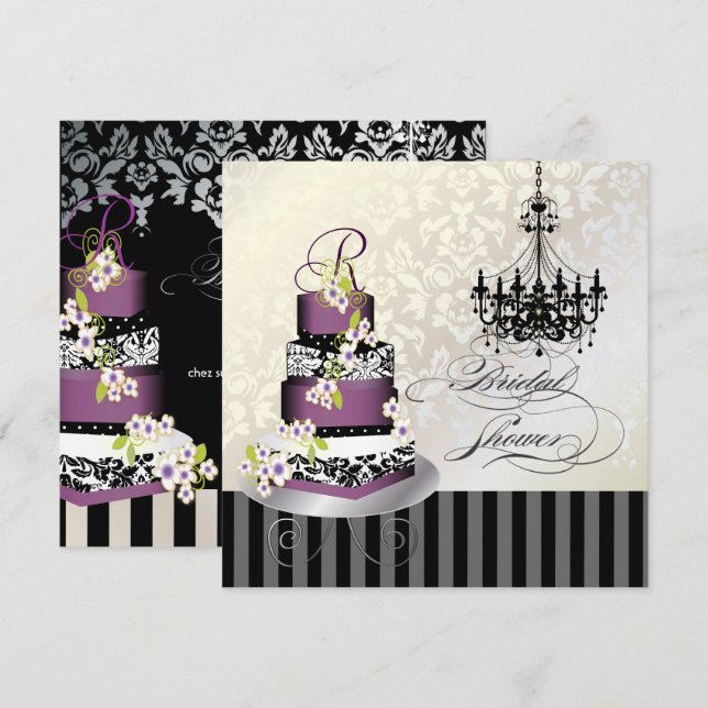 INVITACIÓN TORNILLO BRIDAL DE MONOGRAM/PLUM (Anverso / Reverso)