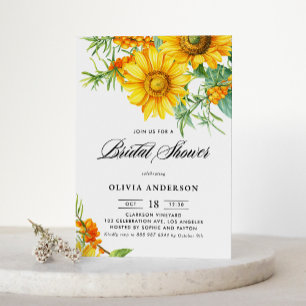 Invitación Tornillo de girasol y marea dorada QR Código Ducha