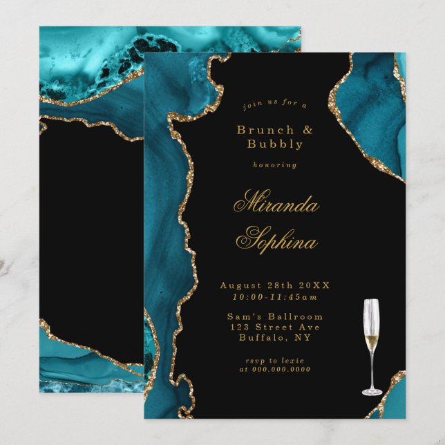 Invitación Tornillo de piedra de la Agata verde azulada y de  (Anverso / Reverso)