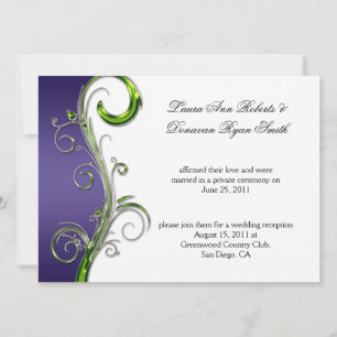 Invitación Tornillo Ornado de Plata Purpura y Verde Post Boda