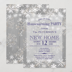 Invitación Tornillos de nieve iluminan fiesta de invierno de