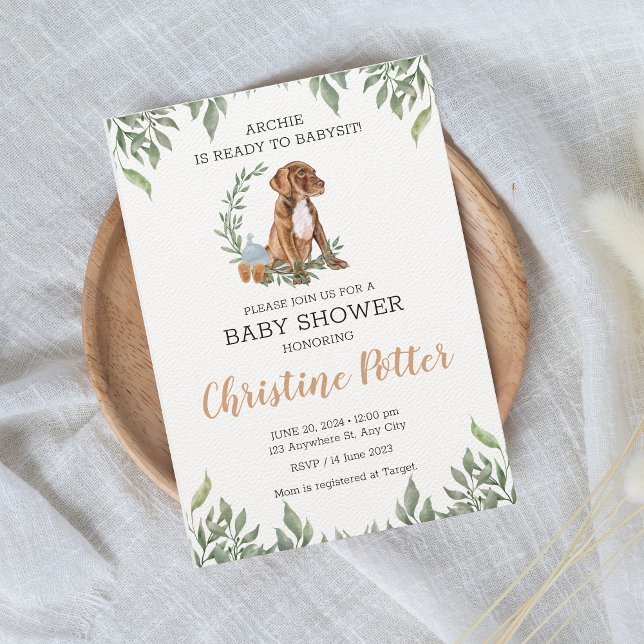 Invitación Toro de foso Puppy Brown Boho Greeneration Baby Sh (Subido por el creador)