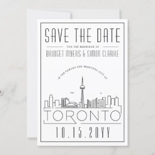 Invitación Toronto Boda Silueta Estilizada del Cielo Fecha pa