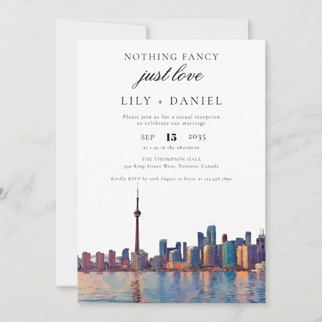 Invitación Toronto Elopement Wedding Reception (Anverso)