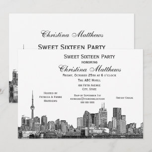 Invitación Toronto Etch DIY BG Color Dulces 16 Wht
