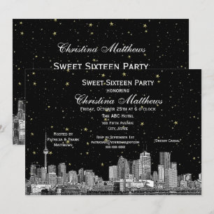 Invitación Toronto Etch Estrellado DIY BG Color Dulces 16 Neg